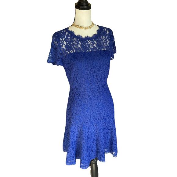 Diane Von Furstenberg DVF Womens Fifi Royal Blue Short Floral Lace Dress 6 M NWT - Picture 14 of 14